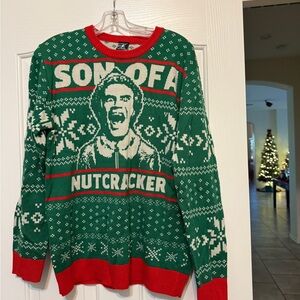 ELF Unisex Green and Red Crewneck Sweater